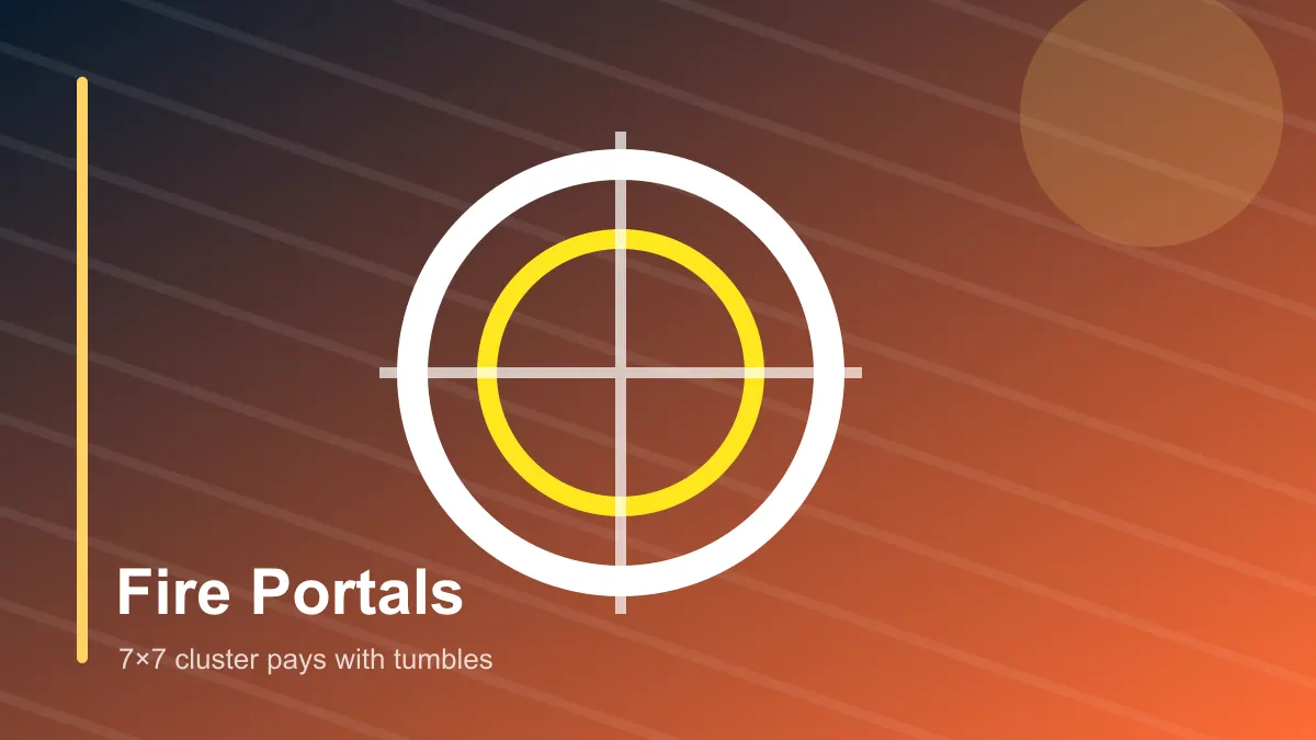 Fire Portals 7×7 cluster pays with tumbles editorial artwork