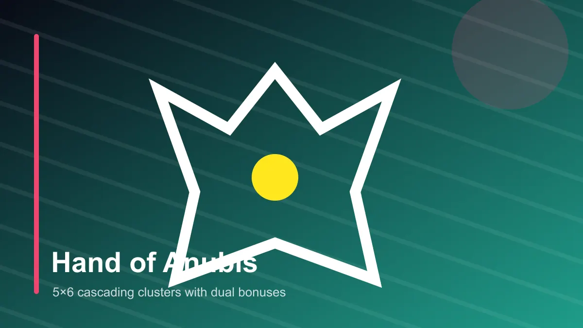 Hand of Anubis 5×6 cascading clusters with dual bonuses editorial artwork